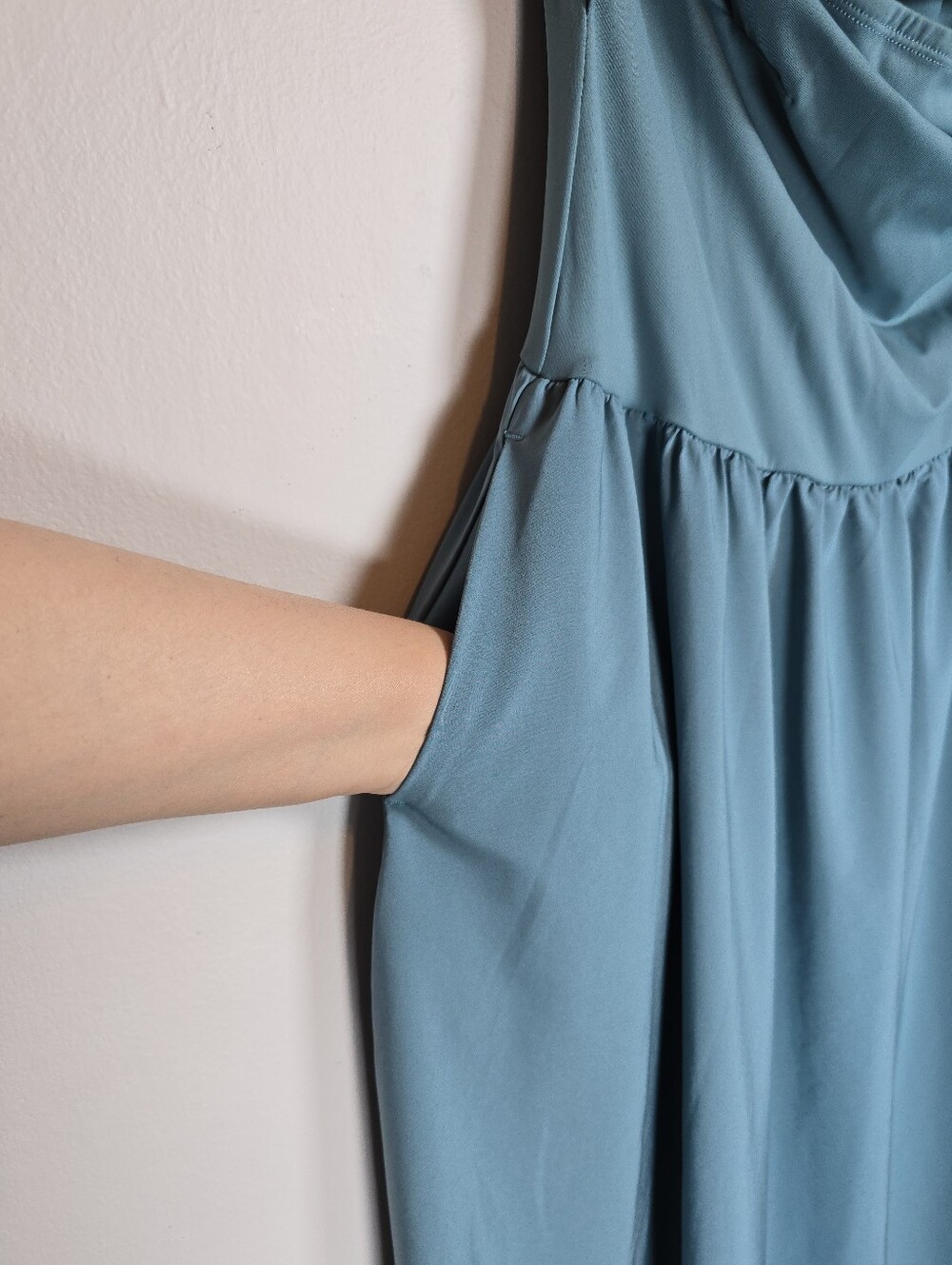 HALARA Teal-Green Maxi Dress with Slim Straps - Picture 8 of 12